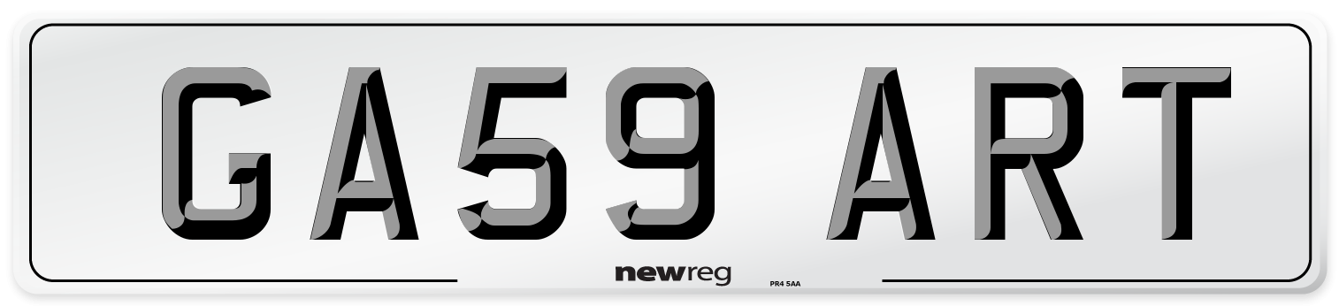 GA59 ART Number Plate from New Reg